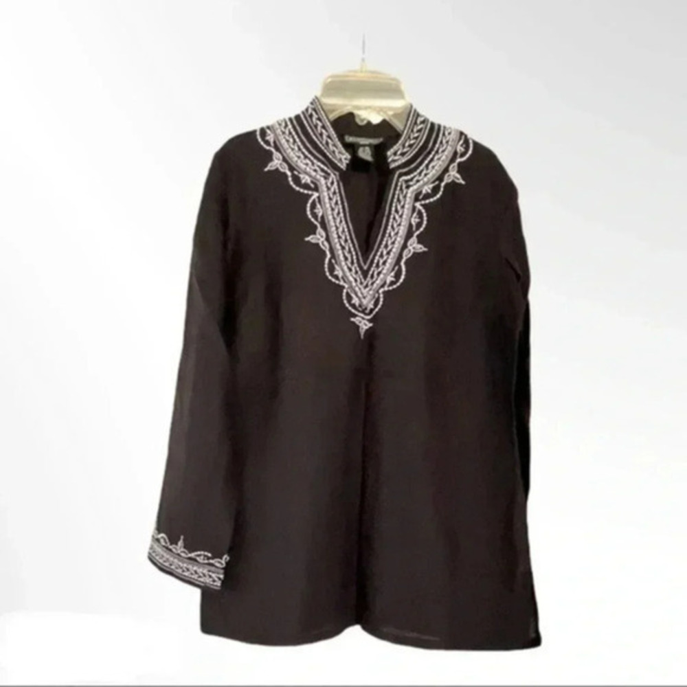 Elementz black tunic linen Petite Small EUC